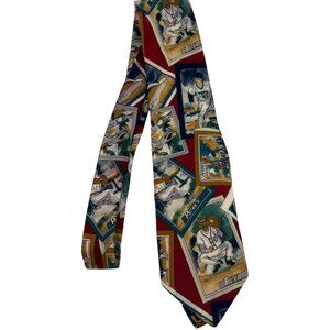 Lands End Men's Baseball Themed Cotton Novelty Tie Necktie 58-Inch Multicolor